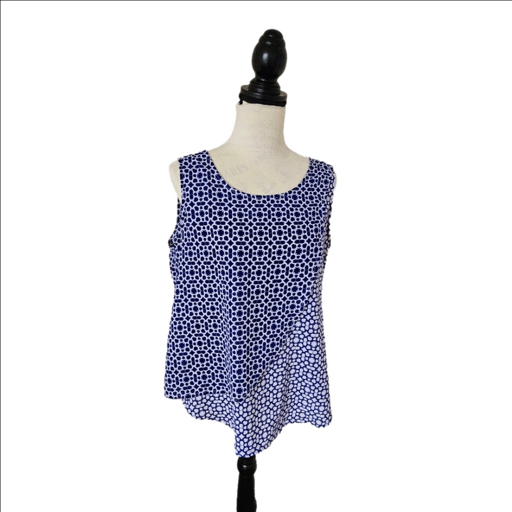 💙liz claiborne sleveless blue top lightweight size large 💙